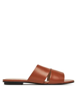 Calvin Klein Klapki Flat Slide - Lth 2 Straps HW0HW02365 Brązowy ze sklepu MODIVO w kategorii Klapki damskie - zdjęcie 179024580