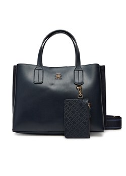 Torebka Tommy Hilfiger Th Distinct Mini Tote AW0AW17192 Granatowy ze sklepu eobuwie.pl w kategorii Torebki damskie - zdjęcie 179027061