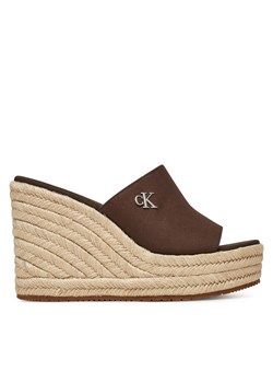 Klapki Calvin Klein Wedge Rope Slide Mg YW0YW01699 Brązowy ze sklepu eobuwie.pl w kategorii Klapki damskie - zdjęcie 179037930