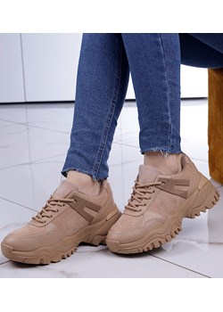 Wiązane sportowe buty damskie khaki /F1-3 13169 T499/ ze sklepu Pantofelek24.pl w kategorii Buty sportowe damskie - zdjęcie 179050400