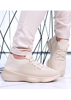 Beżowe wkładane buty sportowe /E10-3 15913A T195/ ze sklepu Pantofelek24.pl w kategorii Buty sportowe damskie - zdjęcie 179050632