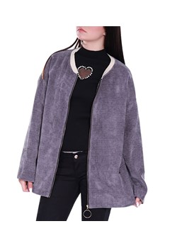 Oversizowa bluza damska z suwakiem Szare /H UB802 S331/ ze sklepu Pantofelek24.pl w kategorii Bluzy damskie - zdjęcie 179055043