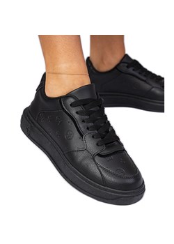 Czarne sportowe sneakersy z ekoskóry ze sklepu ButyModne.pl w kategorii Buty sportowe damskie - zdjęcie 179067514