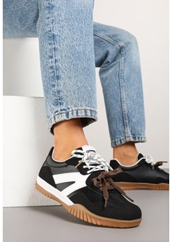 Czarno-Białe Sneakersy w Stylu Kultowych Tenisówek z Podwójnymi Sznurówkami Nilaviela ze sklepu renee.pl w kategorii Buty sportowe damskie - zdjęcie 179073192