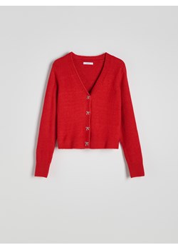 Reserved - Kardigan z ozdobnymi guzikami - czerwony ze sklepu Reserved w kategorii Swetry damskie - zdjęcie 179073871