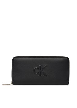 Duży Portfel Damski Calvin Klein Jeans Sculpted Zip Around LV04K1005G Czarny ze sklepu eobuwie.pl w kategorii Portfele damskie - zdjęcie 179096683