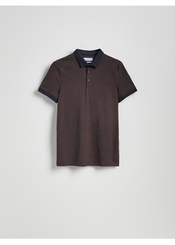 Reserved - Bawełniana koszulka polo slim - szary ze sklepu Reserved w kategorii T-shirty męskie - zdjęcie 179101423