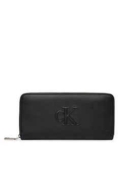 Calvin Klein Jeans Duży Portfel Damski Sculpted Zip Around LV04K1005G Czarny ze sklepu MODIVO w kategorii Portfele damskie - zdjęcie 179105173