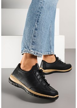Czarne Sneakersy ze Skóry Naturalnej z Perforacją Morozi ze sklepu born2be.pl w kategorii Buty sportowe damskie - zdjęcie 179108800