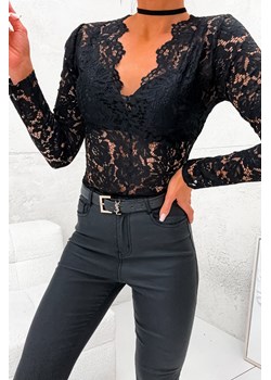 KORONKOWE BODY Z DEKOLTEM- CZARNE ze sklepu olika.com.pl w kategorii Bluzki damskie - zdjęcie 179111592