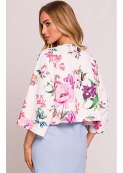 Moe krótka bluza damska z nadrukiem w kwiaty M844/2, Kolor multicolour, Rozmiar 2XL/3XL, MOE ze sklepu Primodo w kategorii Bluzy damskie - zdjęcie 179113633
