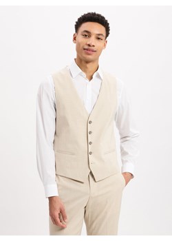 Finshley & Harding Męska kamizelka garniturowa - Alameda Mężczyźni Slim Fit beżowy marmurkowy ze sklepu vangraaf w kategorii Kamizelki męskie - zdjęcie 179117404