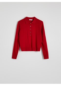 Reserved - Sweter polo z guzikami - czerwony ze sklepu Reserved w kategorii Swetry damskie - zdjęcie 179117910