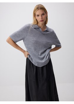 Reserved - Sweter polo z wełny merino - jasnoszary ze sklepu Reserved w kategorii Swetry damskie - zdjęcie 179124931