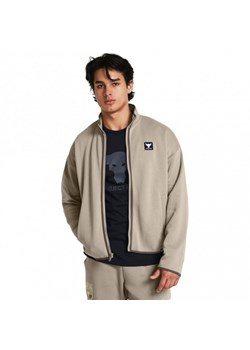 Męska bluza treningowa rozpinana bez kaptura Under Armour Project Rock Icon Fleece Full Zip - beżowa ze sklepu Sportstylestory.com w kategorii Bluzy męskie - zdjęcie 179127424