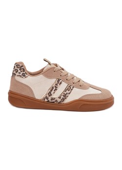 Sneakersy Damskie Z Eko Zamszu Panterka Beżowe beżowy ze sklepu ButyModne.pl w kategorii Buty sportowe damskie - zdjęcie 179134310