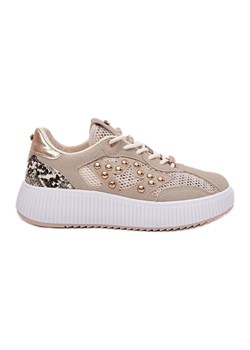 Buty Sportowe Damskie Z Siateczką I Ćwiekami Beżowe beżowy - id: 220717 - marki ButyModne.pl - 179134321 Buty Sportowe Damskie Z Siateczką I Ćwiekami Beżowe beżowy ze sklepu ButyModne.pl w kategorii Buty sportowe damskie - zdjęcie 179134321
