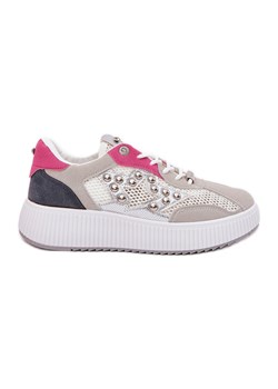 Buty Sportowe Damskie Z Siateczką I Ćwiekami Szare ze sklepu ButyModne.pl w kategorii Buty sportowe damskie - zdjęcie 179134322