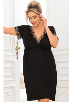 Czarna koszula nocna z koronką plus size Hana, Kolor czarny, Rozmiar 3XL, Donna ze sklepu Primodo w kategorii Koszule nocne - zdjęcie 179135092