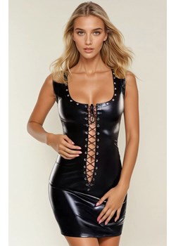 Zmysłowa sukienka wiązana Glossy Shiny Wetlook Michelle, Kolor czarny, Rozmiar S, Glossy ze sklepu Intymna w kategorii Koszule nocne - zdjęcie 179135843