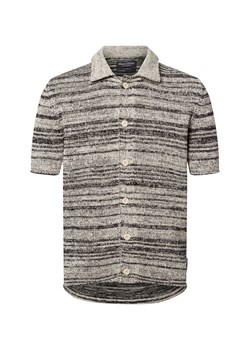 Marc O'Polo Męska koszula z dzianiny z zawartością lnu Mężczyźni biały marmurkowy ze sklepu vangraaf w kategorii Swetry męskie - zdjęcie 179137440