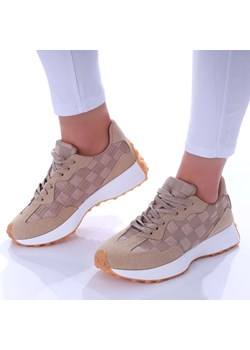 Wiązane damskie buty sportowe Khaki /D9-1 17340 T232/ ze sklepu Pantofelek24.pl w kategorii Buty sportowe damskie - zdjęcie 179144632