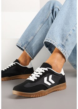Czarne Sneakersy w Stylu Klasycznych Tenisówek z Ozdobnymi Przeszyciami Napilia ze sklepu born2be.pl w kategorii Buty sportowe damskie - zdjęcie 179146771