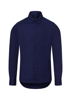 Nils Sundström Męska koszula biznesowa Mężczyźni Slim Fit Bawełna granatowy jednolity ze sklepu vangraaf w kategorii Koszule męskie - zdjęcie 179146874
