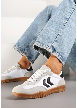 Białe Sneakersy w Stylu Klasycznych Tenisówek z Ozdobnymi Przeszyciami Napilia ze sklepu born2be.pl w kategorii Buty sportowe damskie - zdjęcie 179159093