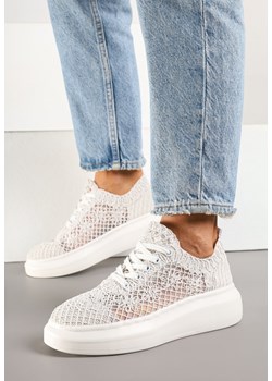 Białe Ażurowe Sneakersy w Stylu Tenisówek ze Skórzaną Wkładką Ansonia ze sklepu born2be.pl w kategorii Buty sportowe damskie - zdjęcie 179162451