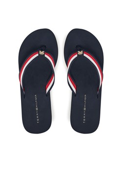 Japonki Tommy Hilfiger Th Corporate Wedge Beach Sandal FW0FW08520 Granatowy ze sklepu eobuwie.pl w kategorii Klapki damskie - zdjęcie 179170410