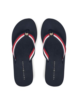 Japonki Tommy Hilfiger Th Corporate Wedge Beach Sandal FW0FW08520 Granatowy ze sklepu eobuwie.pl w kategorii Klapki damskie - zdjęcie 179170410