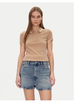 Tommy Hilfiger Polo Feminine Sporty Slim Polo Ss WW0WW44517 Khaki Regular Fit ze sklepu MODIVO w kategorii Bluzki damskie - zdjęcie 179173430
