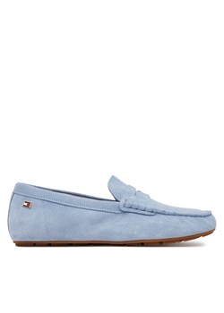 Mokasyny Tommy Hilfiger Flag Soft Suede Driver Loafer FW0FW08558 Niebieski ze sklepu eobuwie.pl w kategorii Mokasyny damskie - zdjęcie 179173631