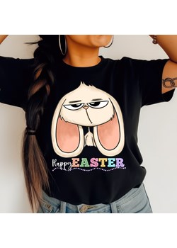 Koszulka na Wielkanoc - HAPPY EASTER ZE ŚMIESZNYM KRÓLIKIEM ze sklepu Time For Fashion w kategorii Bluzki damskie - zdjęcie 179173904