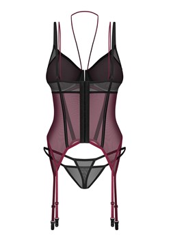 Exquisite bordowy gorset i stringi Parisel by Obsessive, Kolor bordowo-czarny, Rozmiar S/M, Exquisite ze sklepu Intymna w kategorii Gorsety - zdjęcie 179177973
