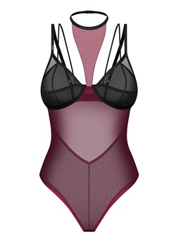 Exquisite body damskie bordowe Parisel by Obsessive, Kolor bordowo-czarny, Rozmiar S/M, Exquisite ze sklepu Intymna w kategorii Body damskie - zdjęcie 179178010
