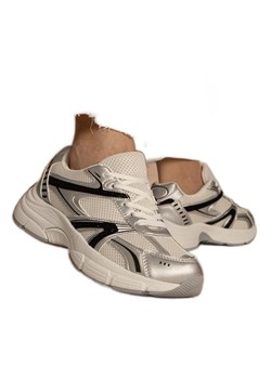 Srebrne sneakersy damskie sportowe z brokatem srebrny ze sklepu ButyModne.pl w kategorii Buty sportowe damskie - zdjęcie 179183872