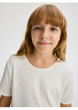 Reserved - Cekinowa bluzka - biały ze sklepu Reserved w kategorii Bluzki dziewczęce - zdjęcie 179193234