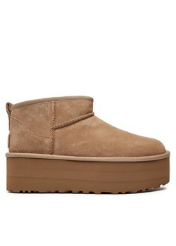 Śniegowce Ugg Classic Ultra Mini Platform 1135092 Beżowy ze sklepu eobuwie.pl w kategorii Śniegowce damskie - zdjęcie 179199131