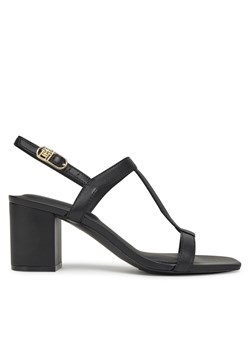 Sandały Tommy Hilfiger Leather Block Heel Sandal FW0FW08532 Czarny ze sklepu eobuwie.pl w kategorii Sandały damskie - zdjęcie 179199200