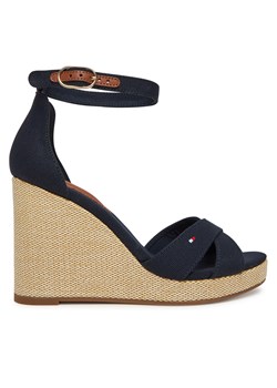 Sandały Tommy Hilfiger Flag High Wedge Espad Crisscross FW0FW08661 Granatowy ze sklepu eobuwie.pl w kategorii Sandały damskie - zdjęcie 179203201