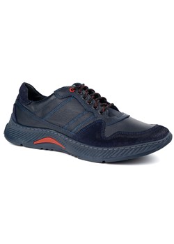 Buty męskie skórzane sznurowane SPORT STYLE 315GT floter granatowe ze sklepu butyolivier w kategorii Półbuty męskie - zdjęcie 179203711
