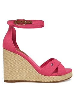Sandały Tommy Hilfiger Flag High Wedge Espad Crisscross FW0FW08661 Różowy ze sklepu eobuwie.pl w kategorii Sandały damskie - zdjęcie 179207921