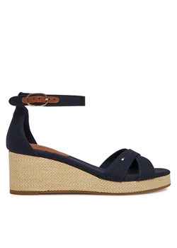 Sandały Tommy Hilfiger Flag Criss-Cros Mid Wedge Espad FW0FW08481 Granatowy ze sklepu eobuwie.pl w kategorii Sandały damskie - zdjęcie 179208033