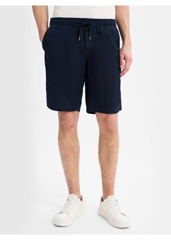 Tommy Hilfiger Męskie szorty z zawartością lnu - Harlem Mężczyźni granatowy jednolity ze sklepu vangraaf w kategorii Spodenki męskie - zdjęcie 179209851