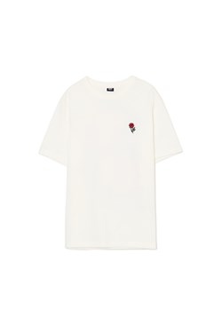 Cropp - T-shirt z motywem róży i węża - kremowy ze sklepu Cropp w kategorii T-shirty męskie - zdjęcie 179210453