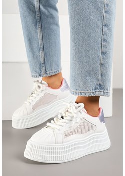 Biało-Fioletowe Sneakersy na Tłoczonej Platformie Elazia ze sklepu renee.pl w kategorii Buty sportowe damskie - zdjęcie 179218302