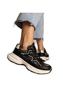 Czarne sneakersy damskie sportowe ze sklepu ButyModne.pl w kategorii Buty sportowe damskie - zdjęcie 179232311