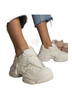 Białe sneakersy damskie masywne sportowe ze sklepu ButyModne.pl w kategorii Buty sportowe damskie - zdjęcie 179232314